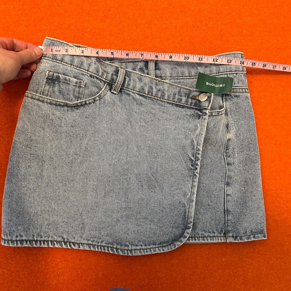 Beige Botany faded asymmetric crossover panel denim miniskirt NWT - Picture 10 of 12